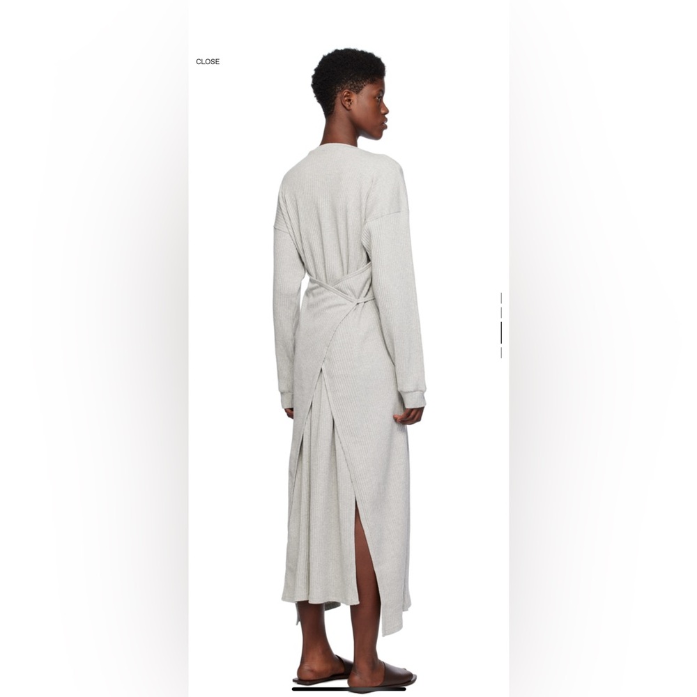 Gray Ribbed Knit Midi Dress - Picture 3 of 6